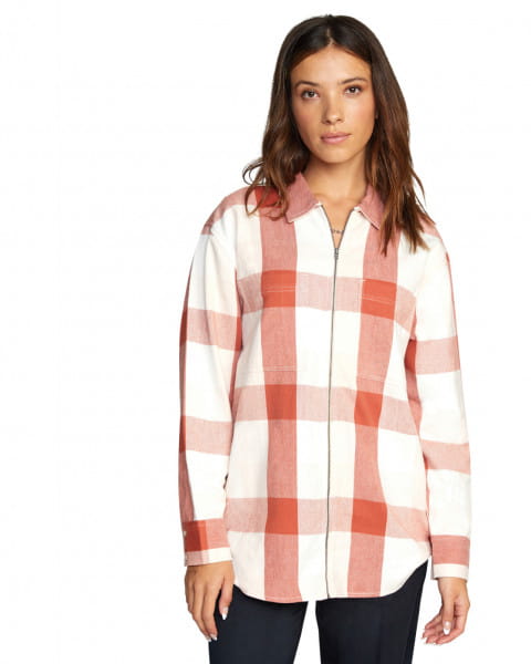 Женская Рубашка С Длинными Рукавами Decades Zip RVCA Z3SHRB-RVF1, размер M, цвет красный